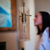 Swedish glass tube swag lamp by Mark Slöjd