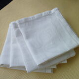 Set of 6 vintage white damask cotton napkins