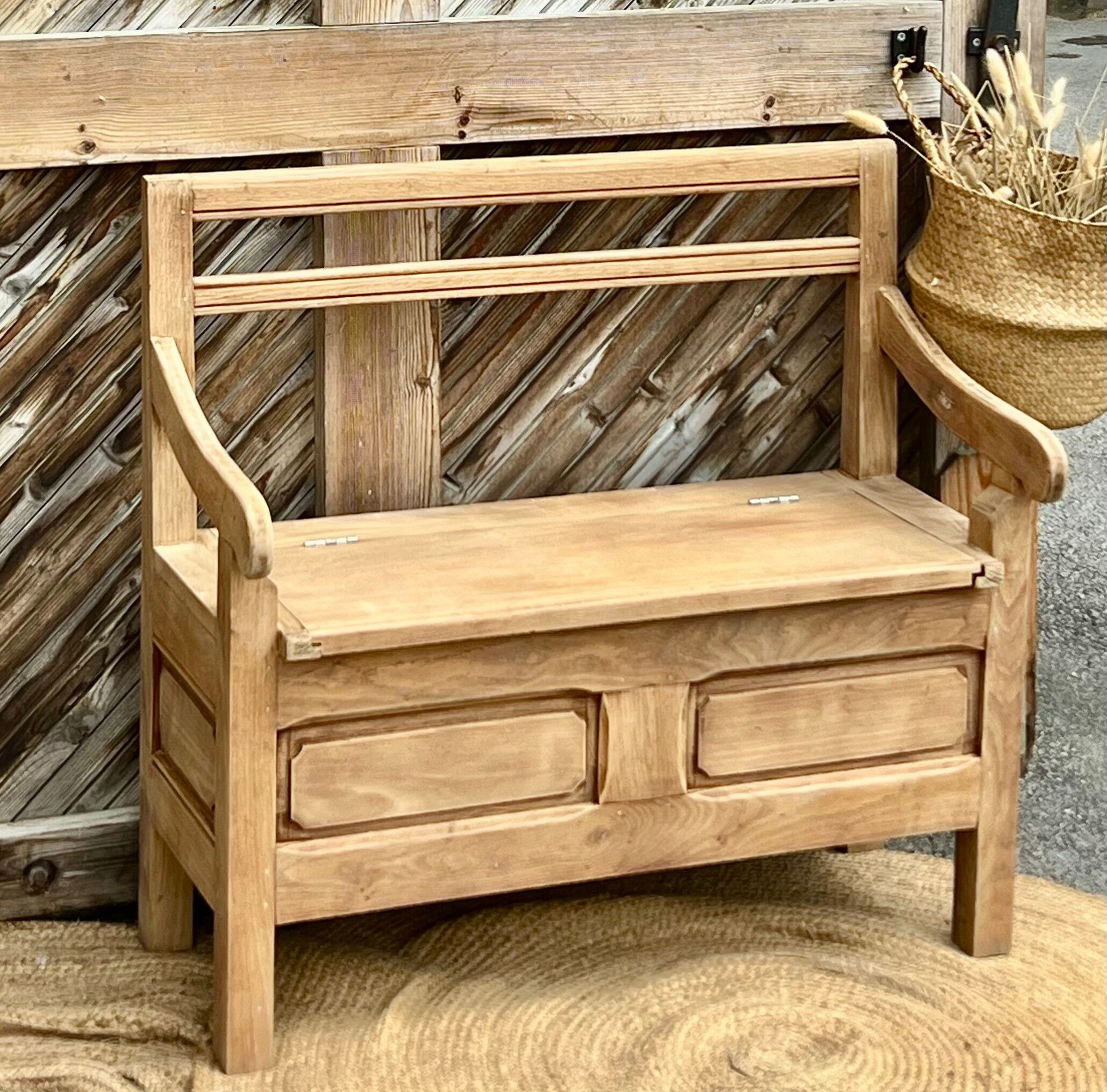 Antique solid oak chest bank