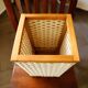 Retro plastic wicker basket with wooden frame