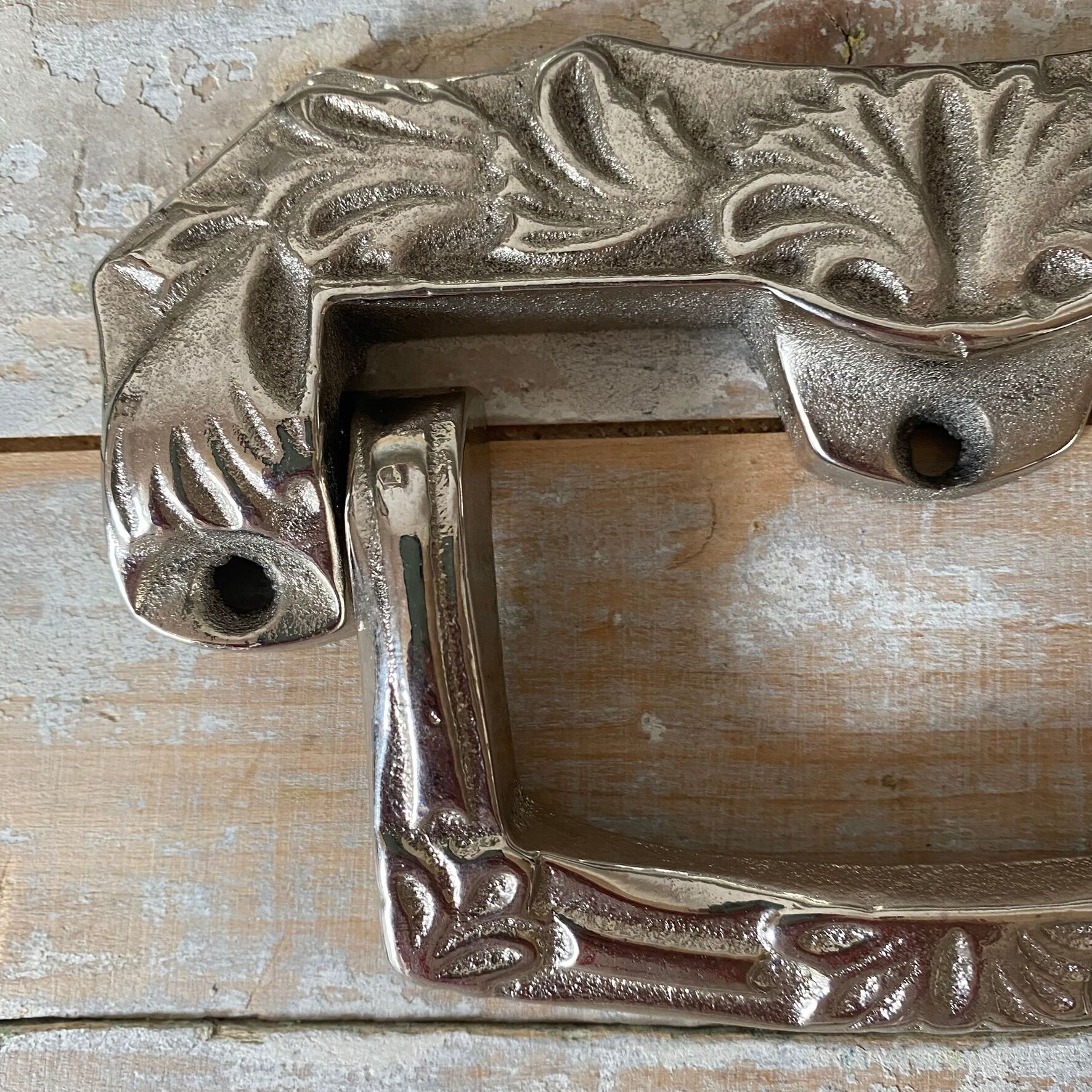 Paire de poignées tombantes métal argenté style art déco