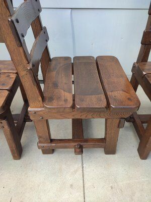Set of 6 Brutalist Dining Chairs in Belgian Oak, 1965
