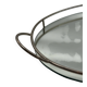 Oval chrome and mirror plateau, mid-century reflective piece.
