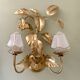 Vintage two-light wall lamp in gold metal with vintage art deco globes