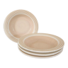 lot de 4 assiettes assiettes à pâtes Italiennes Quadrifoglio à bords rayés jaunes et fond rose pale