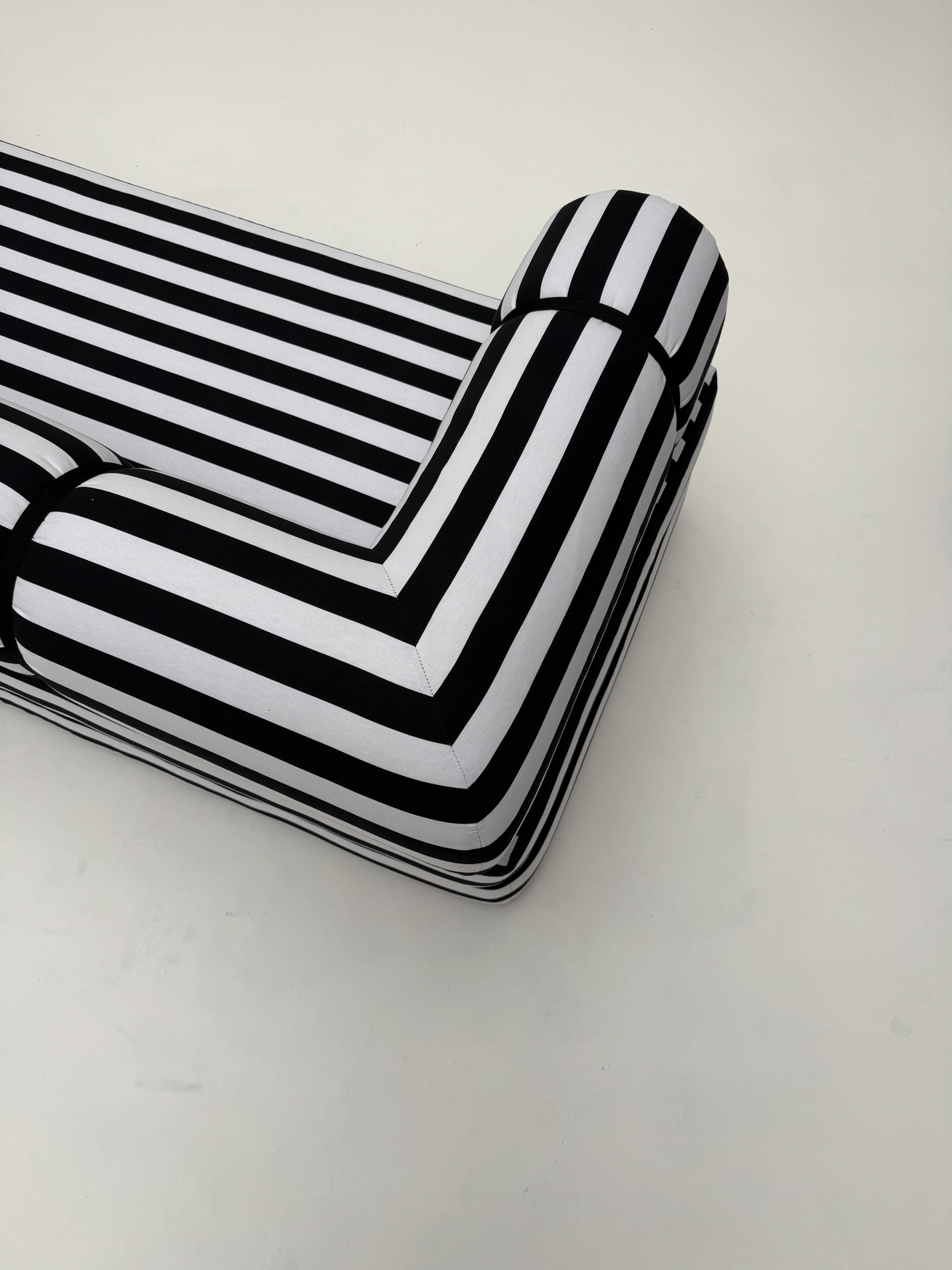 Vintage black and white striped sofa bed