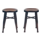 Ensemble de 2 tabourets en chêne antique par Gaskell et Chambers, Royaume-Uni, années 1890.