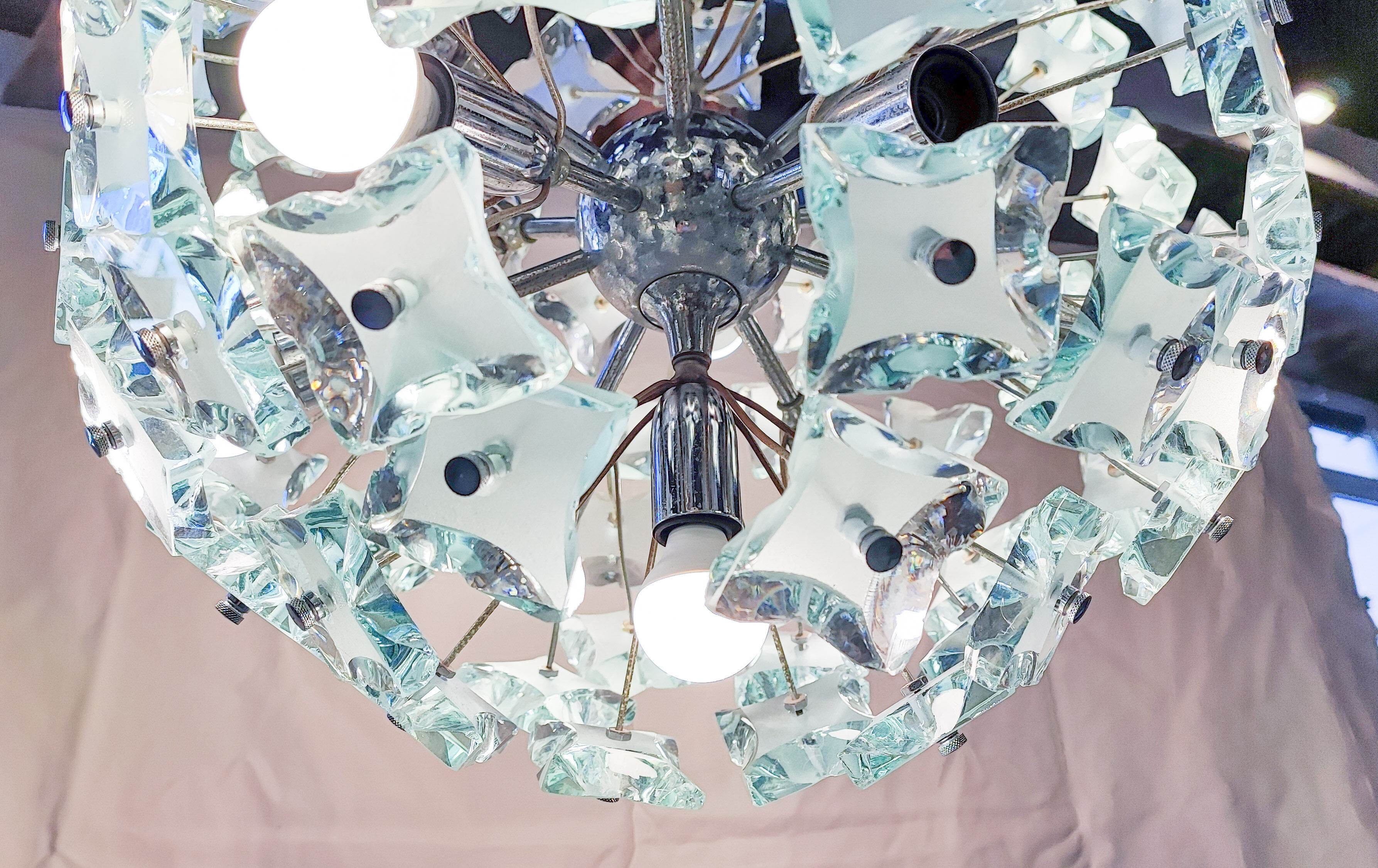 Sputnik chandelier cut glass 1960
