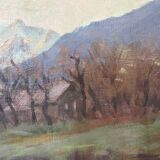 Painting "River of the Alps", Oil on panel, framed