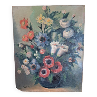 Tableau peinture nature morte fleurs