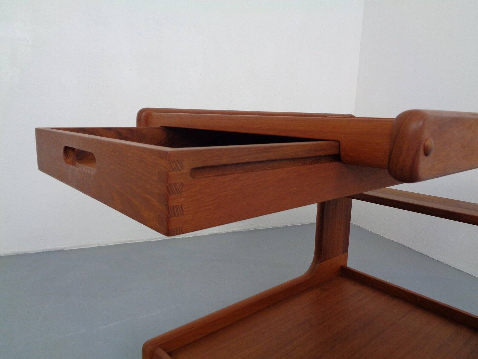 Large Rollable Teak Bar Cart, 1960s