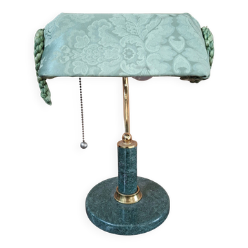 Lampada da Scrivania Vintage in Marmo Verde e Ottone Pezzo Unico Artigianal