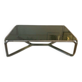 Table basse chromée plateau en verre