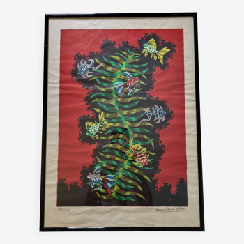 Lithograph on Rives paper, "Aquarium" signed by Jean Picart Le Doux, framed limited edition