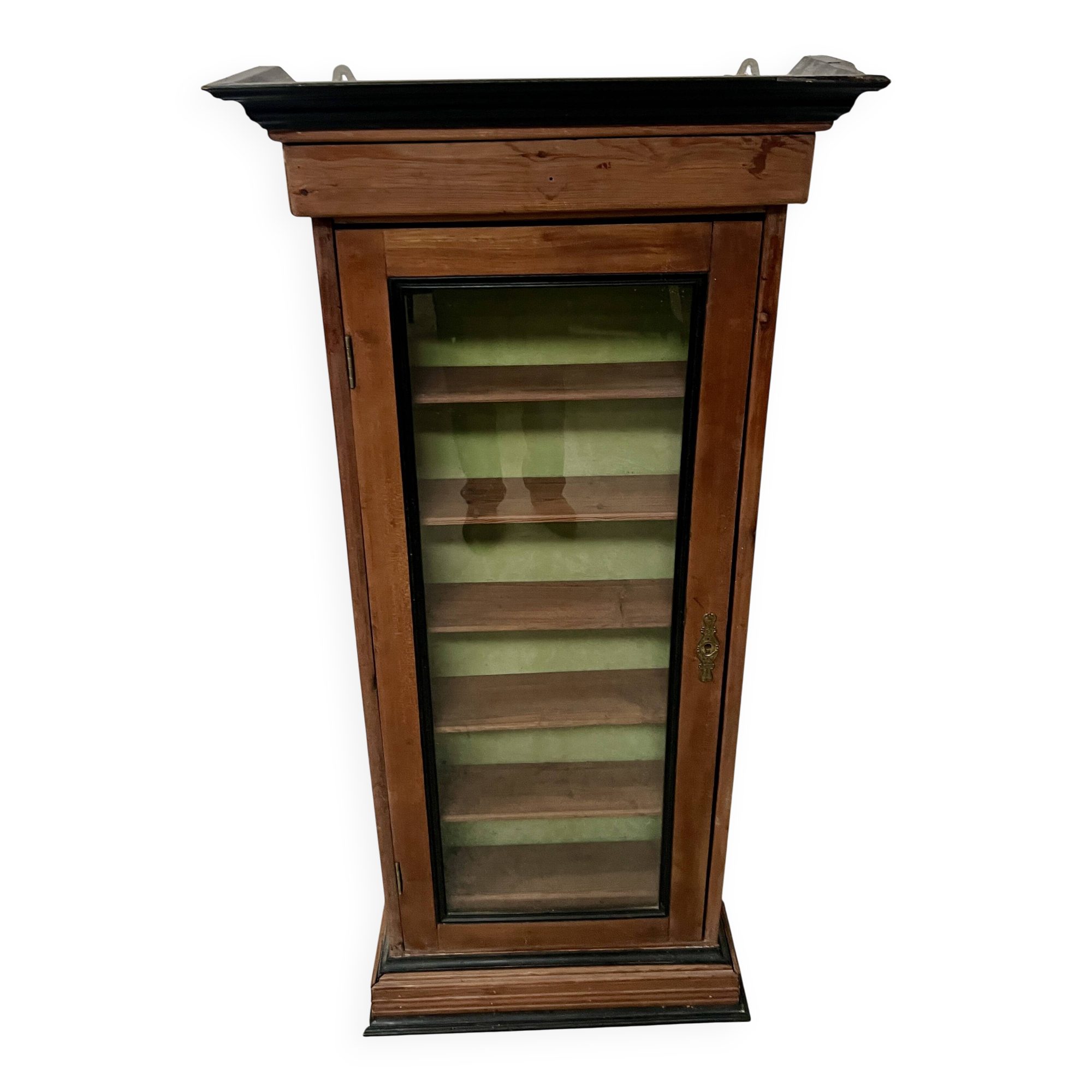 Vitrine murale en bois naturel XIX siècle