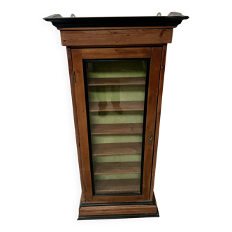 Natural wood wall display cabinet, 19th century