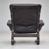 1970s, Scandinavian design, lounge chair, original condition, leather, bent wood.