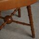 Turned wooden stool with leather seat, mid-20th century, Danish modern.