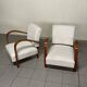 Pair of Art Deco Armchairs in Curved Wood, Italian Manufacture, 1930s - 1940s