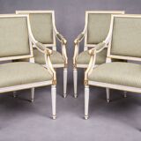 Set of four classic Louis XVI armchairs. Solid wood.