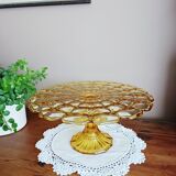 Cake stand, glass pedestal plate Bernsdorf depression style