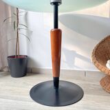 Vintage round mushroom table in wood and glass, 1970s