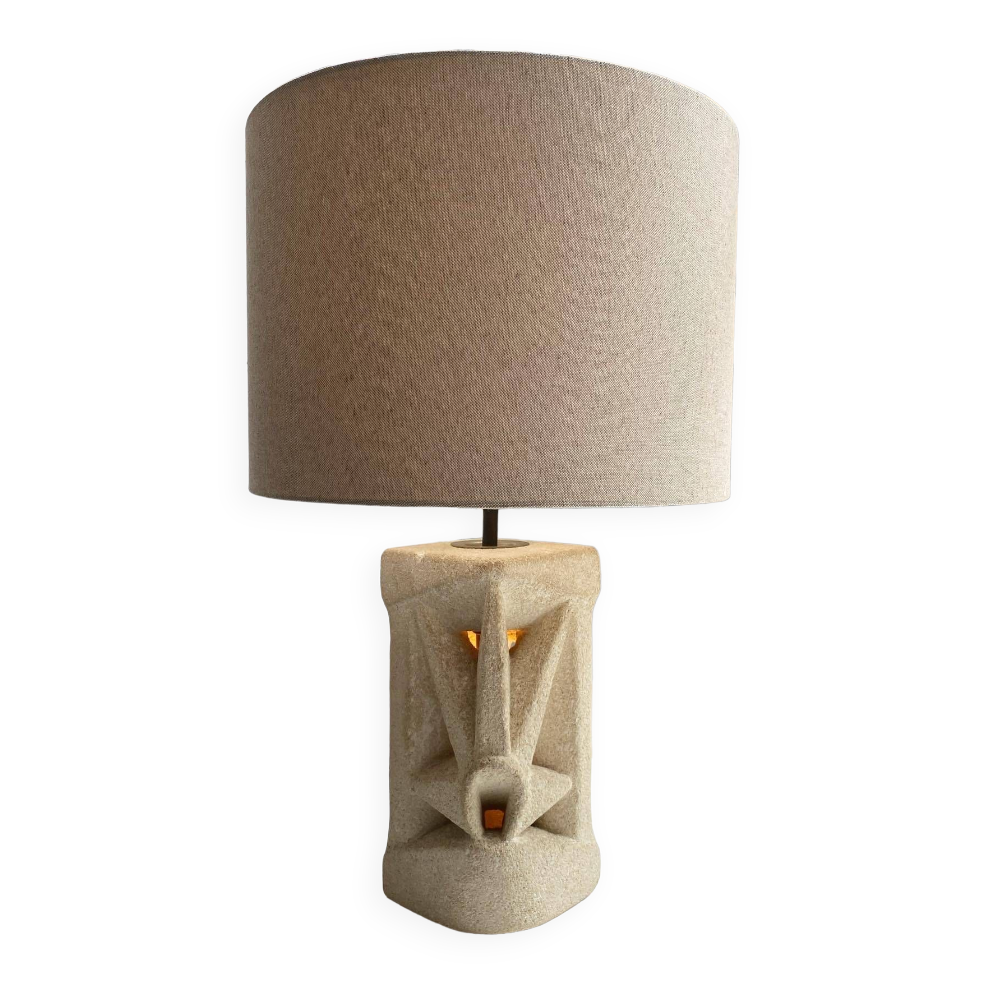 Stone lamp carved by Albert Tormos, vintage