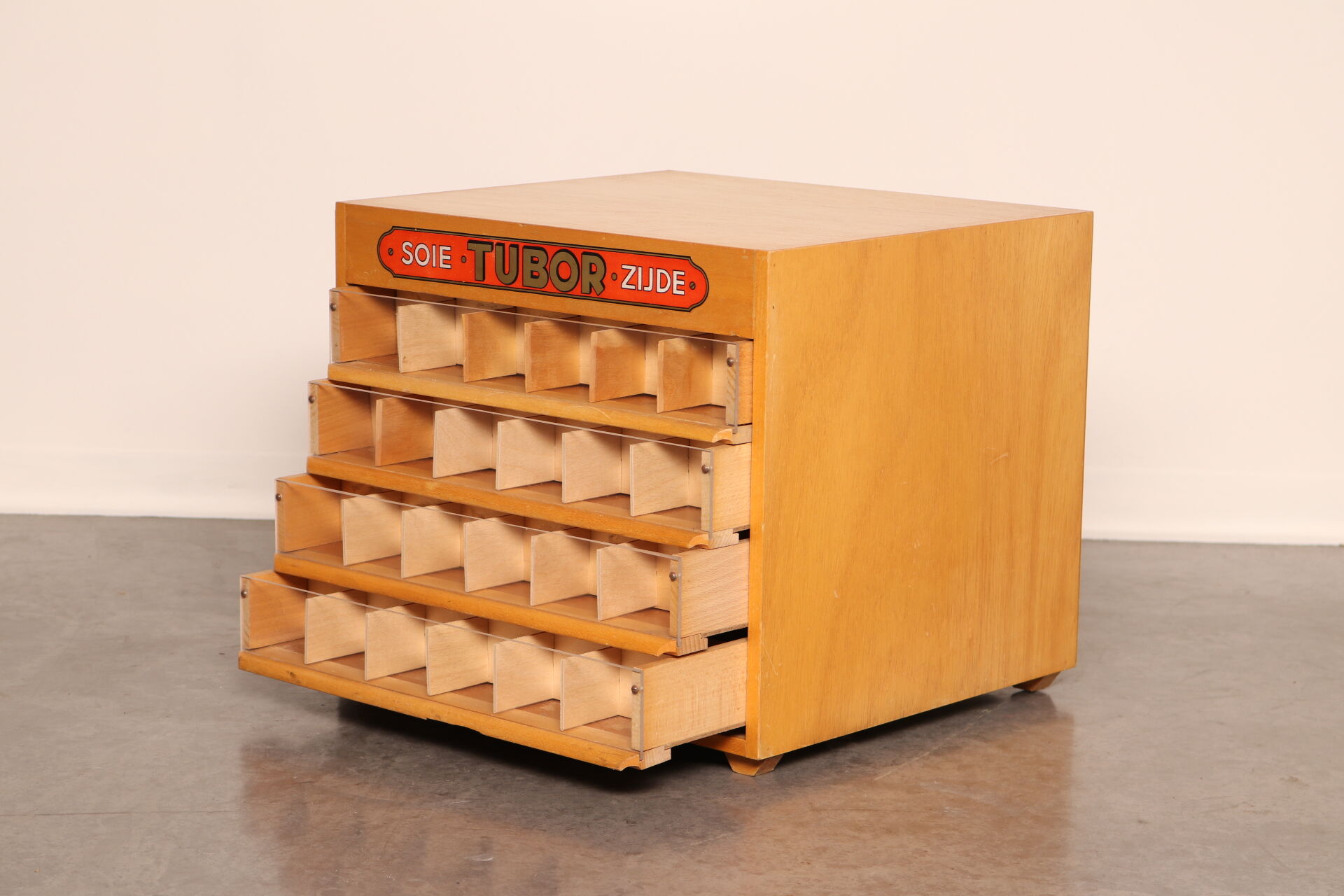 Haberdashery cabinet 'tubor tubca' by porey & fils - belgium 1950's