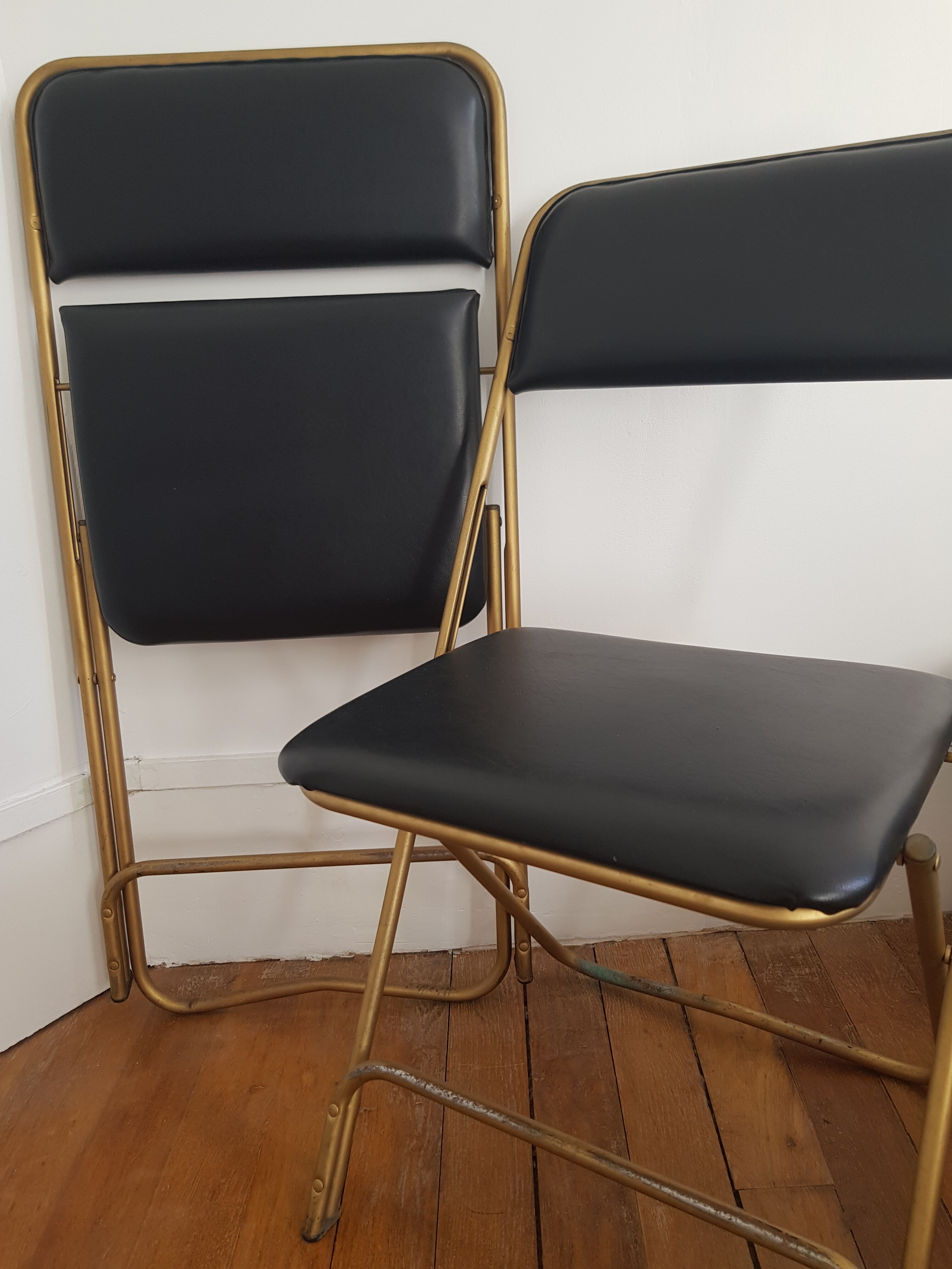 Set of 2 folding chairs in skai and metal