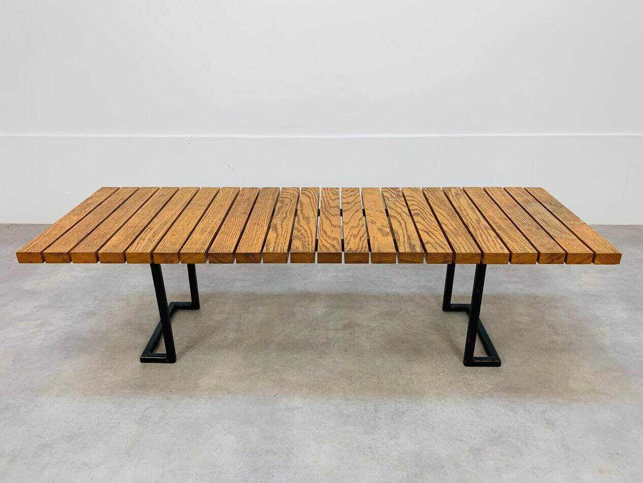 1950s coffee table in the style of Alain Richard, wood and metal.