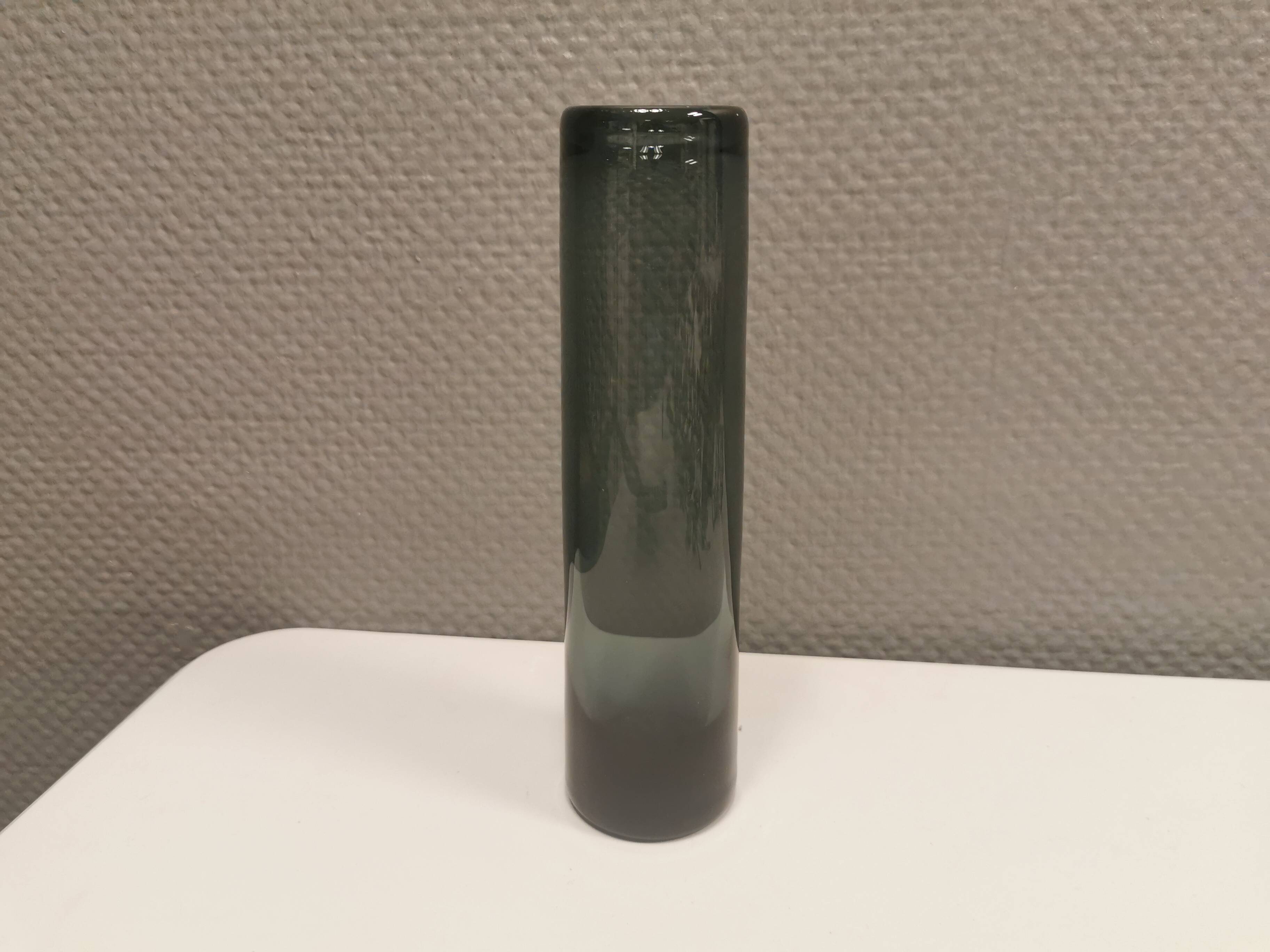 Danish designed vase in beautiful smoke/blue glass, from Holmegaard Glassworks