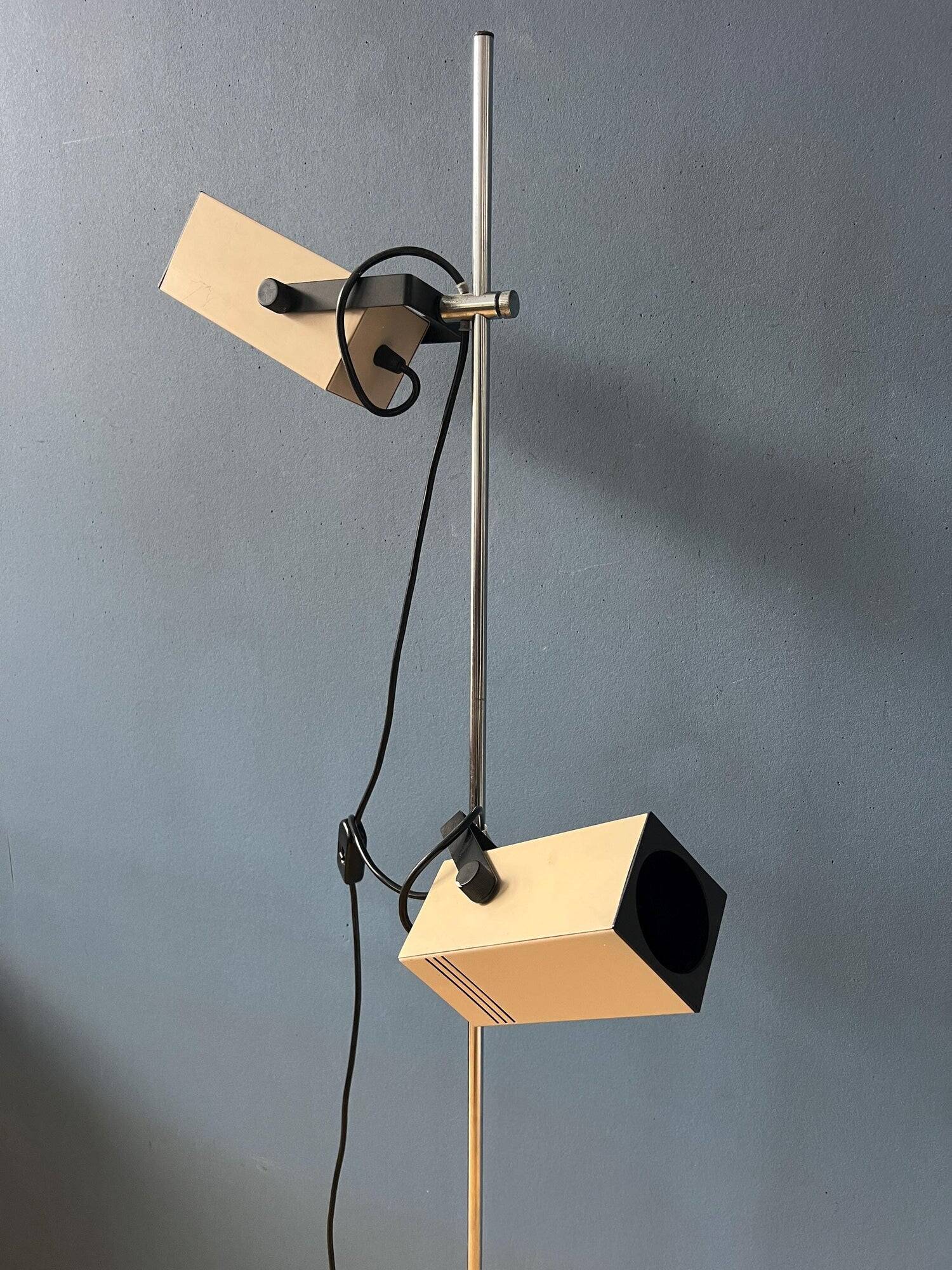 Cream taupe 70s vintage Philips space age floor lamp