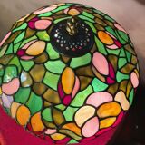 antique bronze lamp and stained glass shade