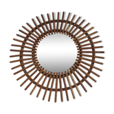 Miroir soleil en rotin années 50/60 - 41,5x41,5cm