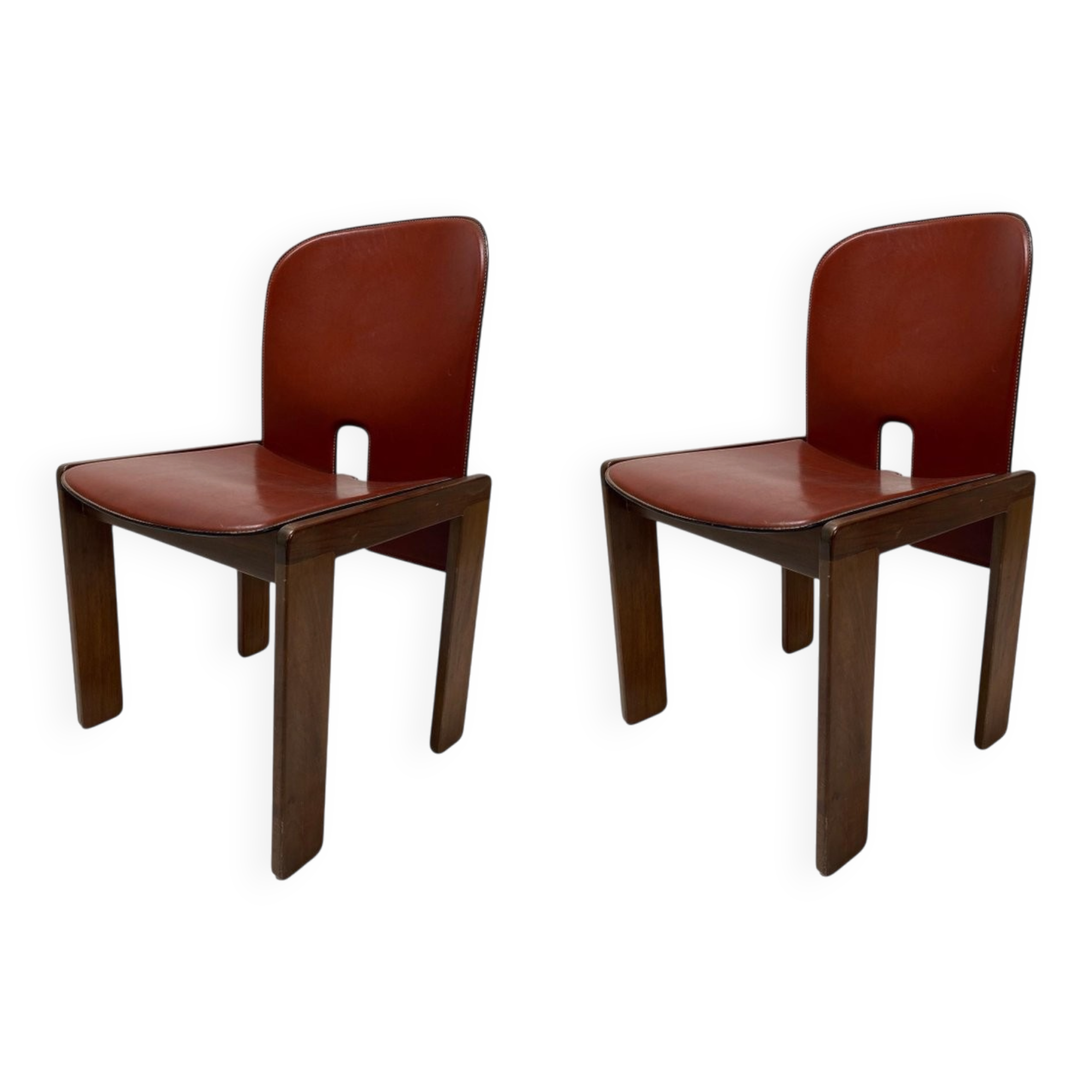 Set of Leather 121 Chairs by Afra & Tobia Scarpa for Cassina, 1967