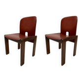 Paire de chaises en cuir 121 par Afra et Tobia Scarpa pour Cassina, 1967