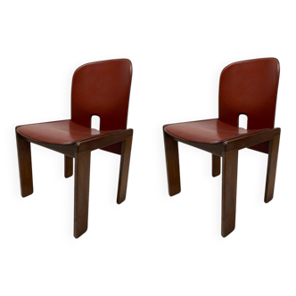 Set of Leather 121 Chairs by Afra & Tobia Scarpa for Cassina, 1967