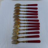 Twelve bakelite handle cake forks