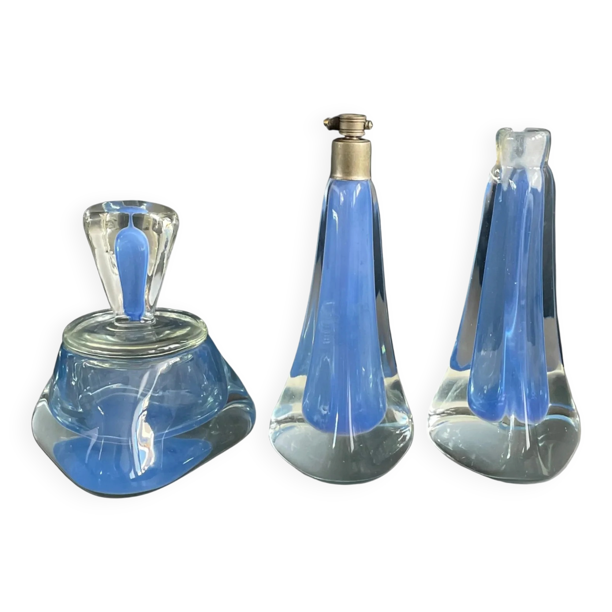 Two-coloured blown glass set
