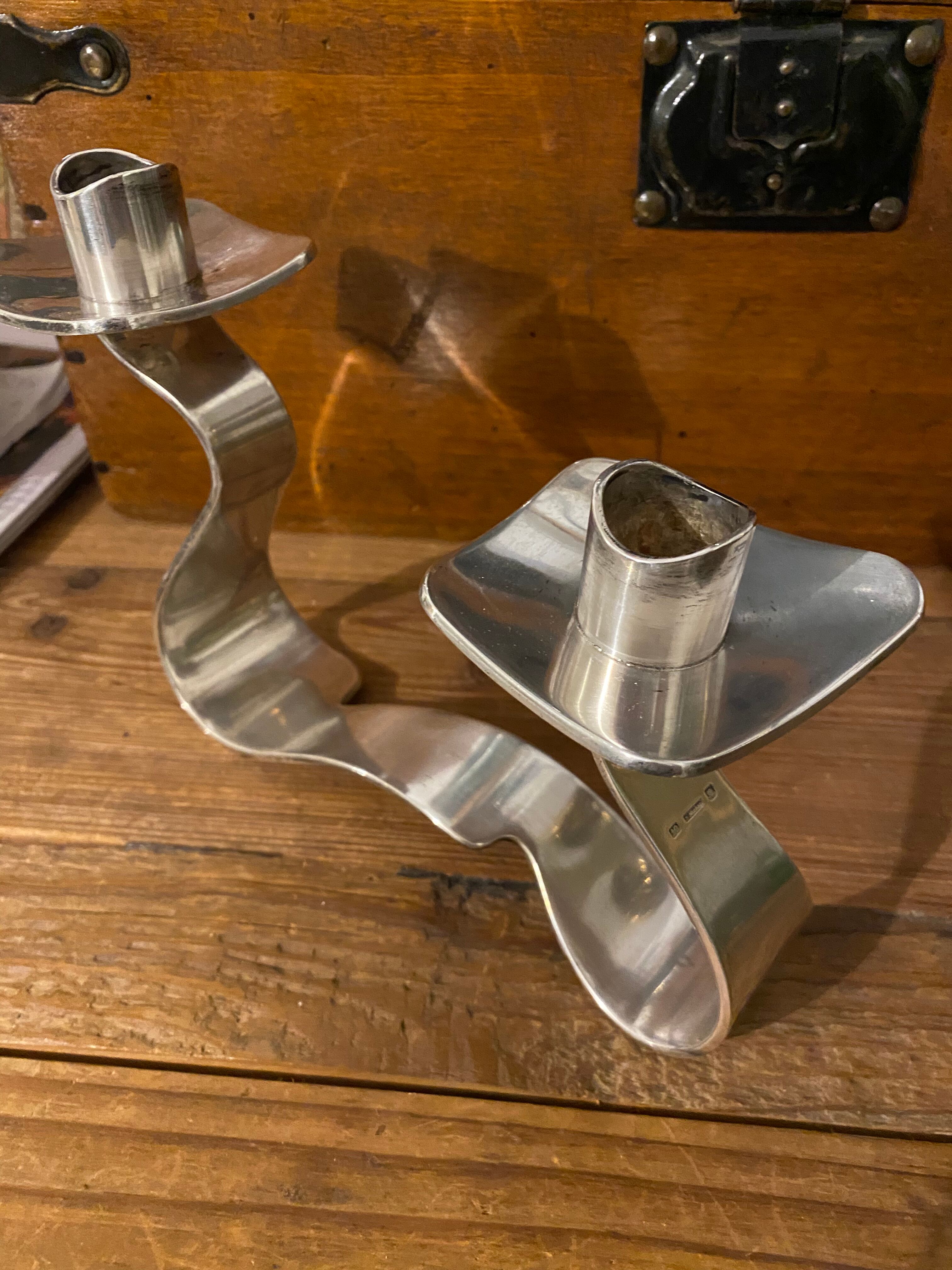 Candlestick candlestick design 1970 metal silver Saint Médard