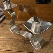 Candlestick candlestick design 1970 metal silver Saint Médard