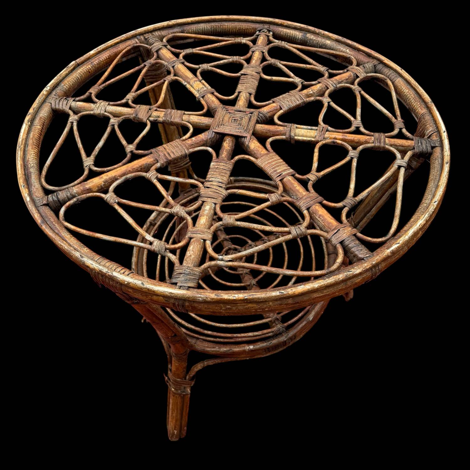 Rattan coffee table from the 50's Italy