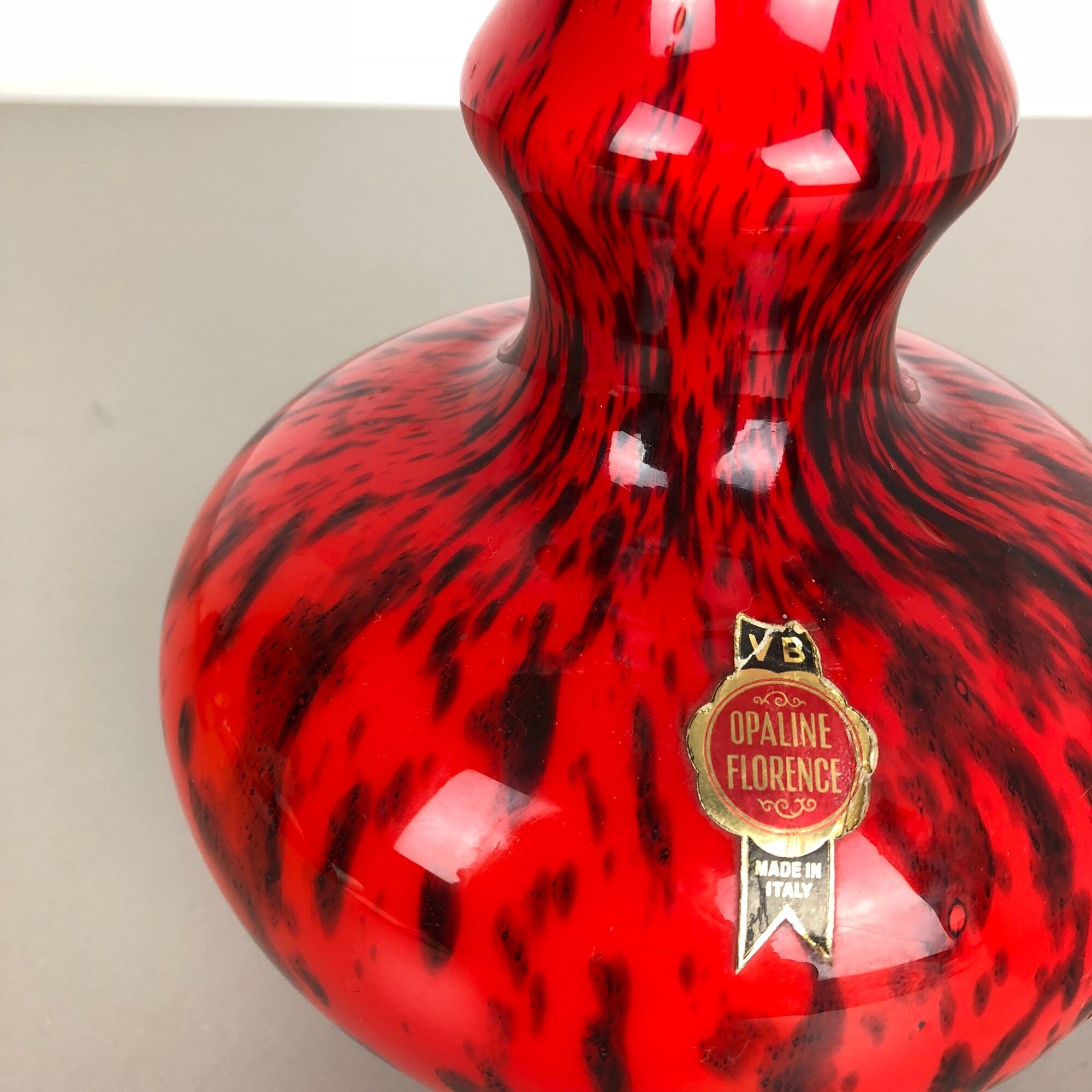 Vintage pop art opaline Florence glass vase design, Italy