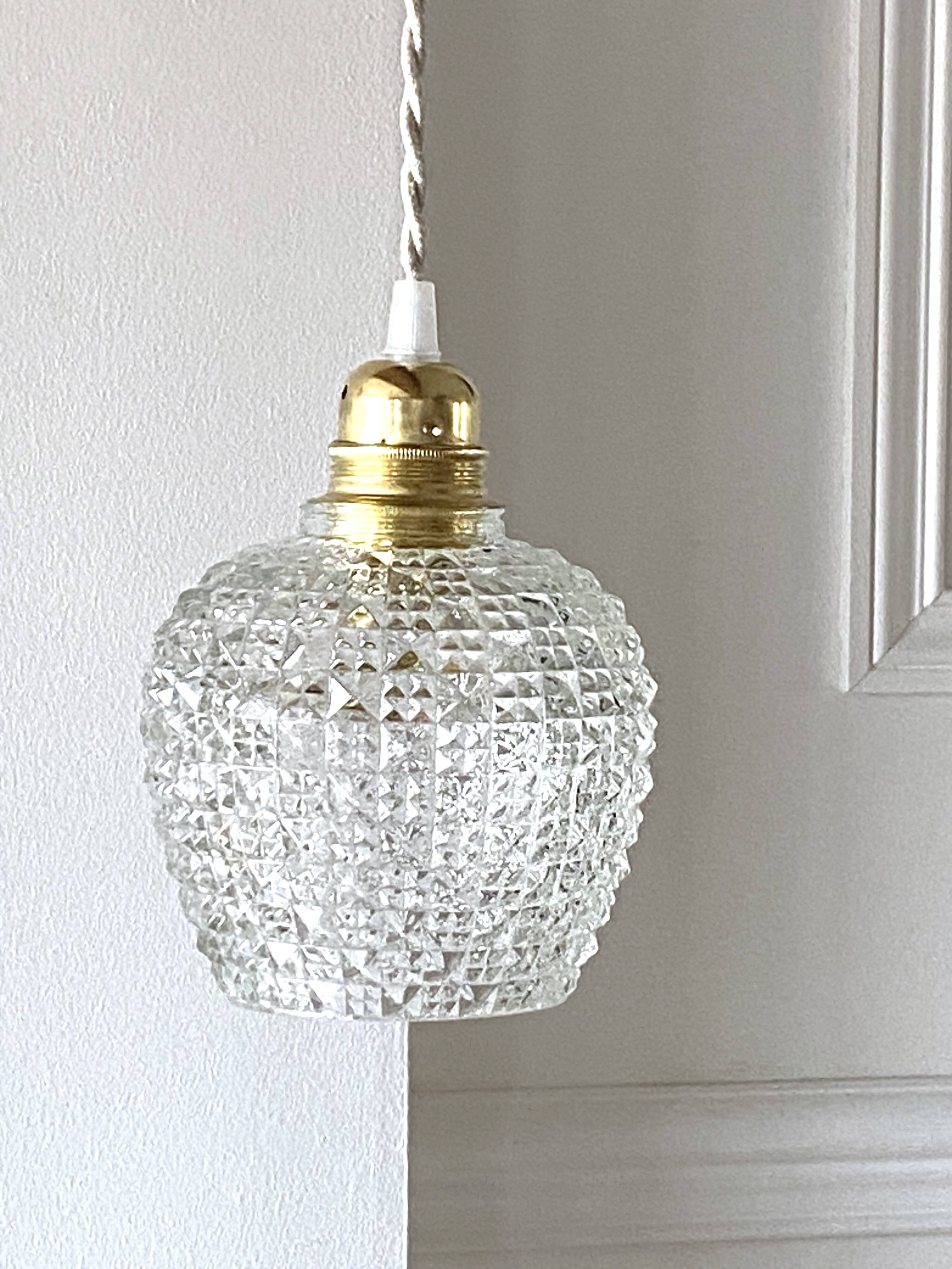 70s glass pendant light