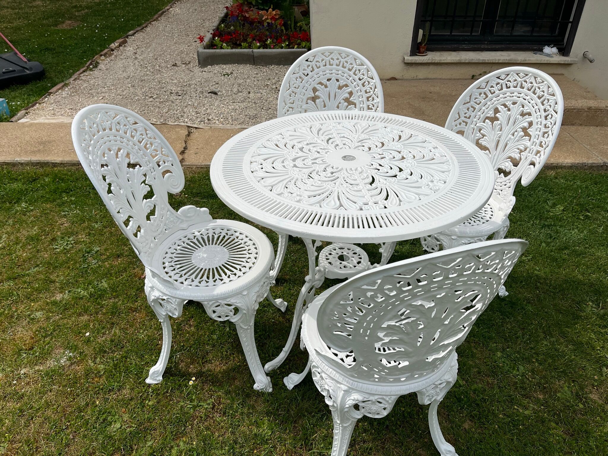 Old white rock garden furniture