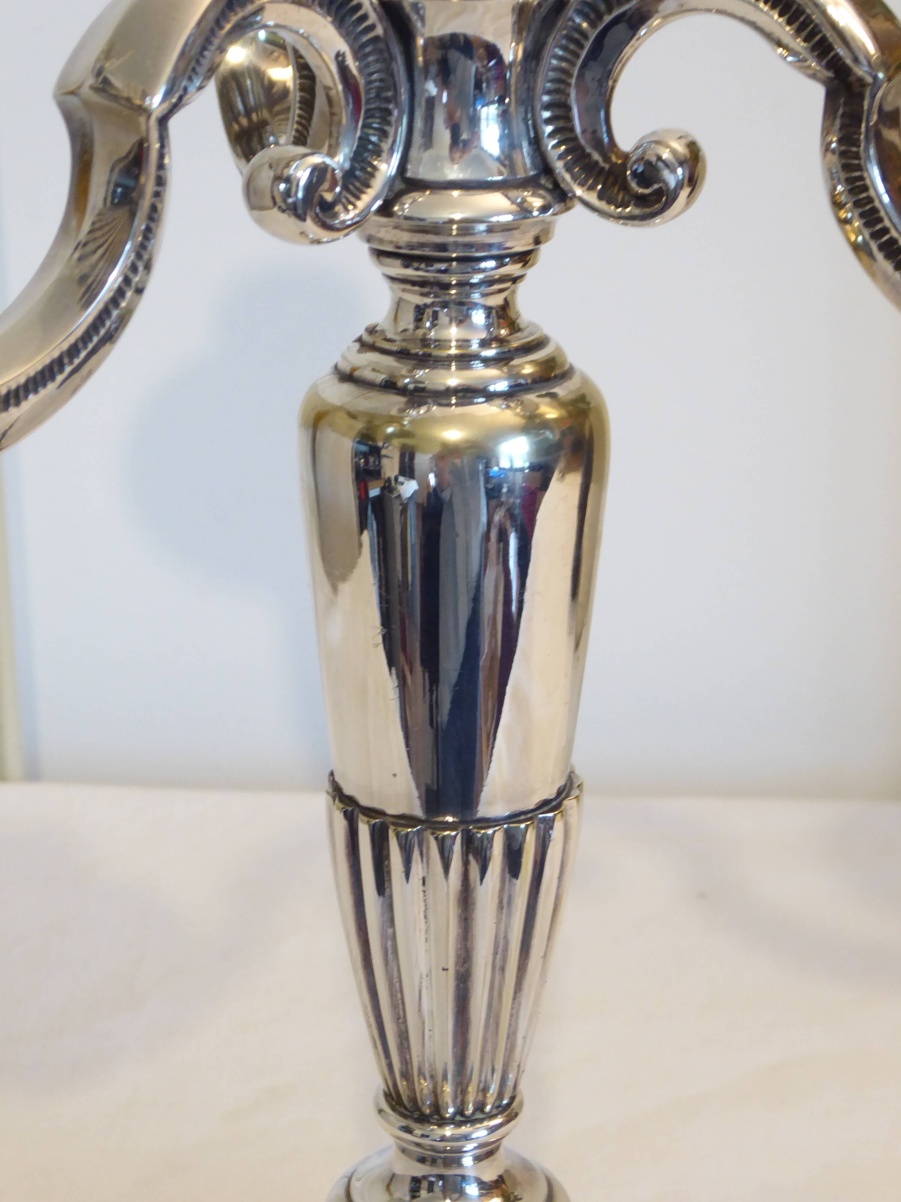 Silver metal candelabra