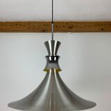 Scandinavian space age pendant lamp by Bent Nordsted for Lyskaer brushed steel 70s