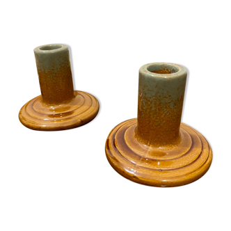 Pair of ceramic candle holders