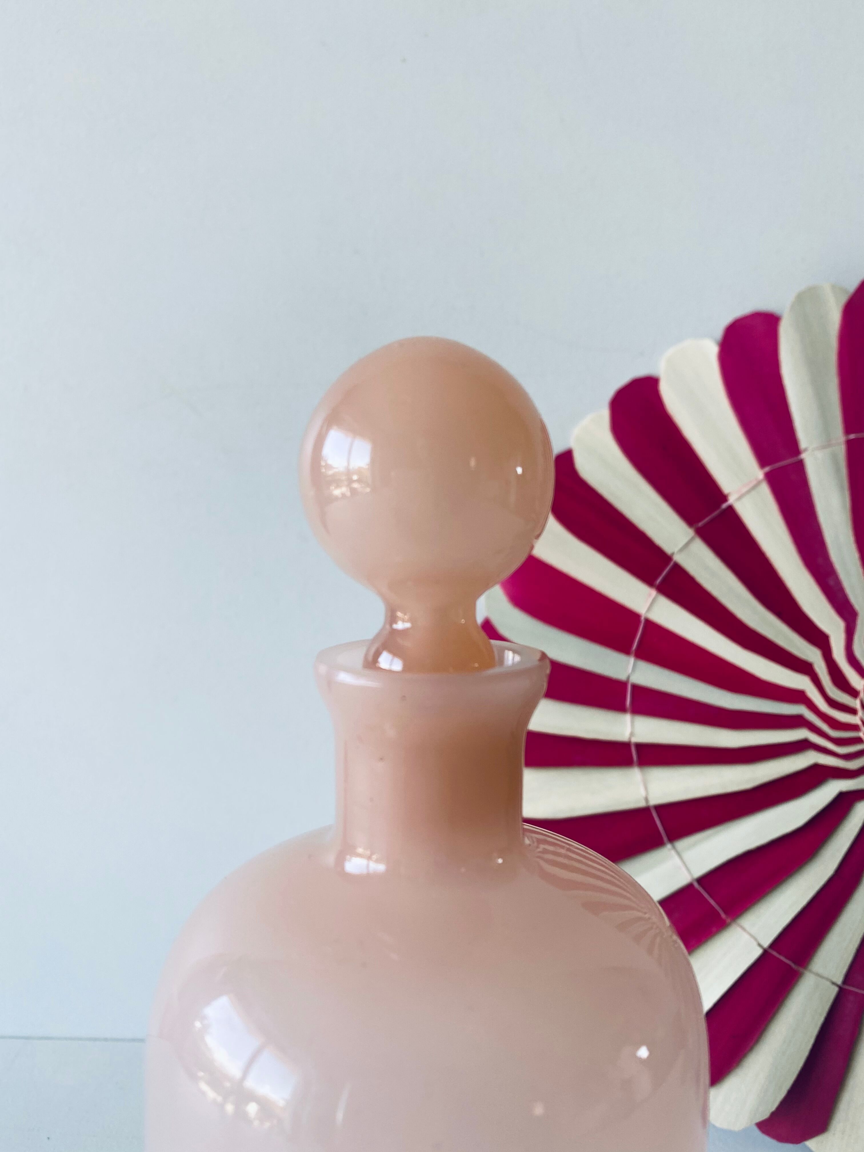 Powder pink opaline flask