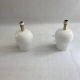 White Swirl Murano Glass Table Lamps 1970s Hollywood Regency Minimalism bed